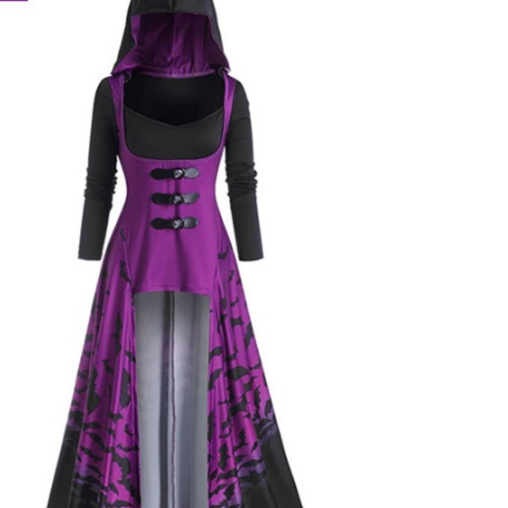 Halloween Black & Purple Bat Top - Goth Dress Up = Needs Pants Medium Hal1